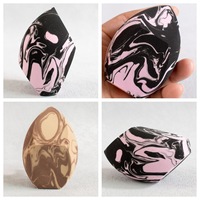 Éponge de maquillage géante à quatre sections pour mélange de couleurs, éponge de beauté Alien bicolore, houppette pour poudre, utilisation humide et sèche