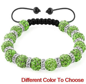 10mm Full Pave Crystal <strong>Bracelet</strong> Handmade Braided Adjustable <strong>Bracelet</strong> Multicolor Rhinestone Clay Bead Ball Wristband - Product Image 5