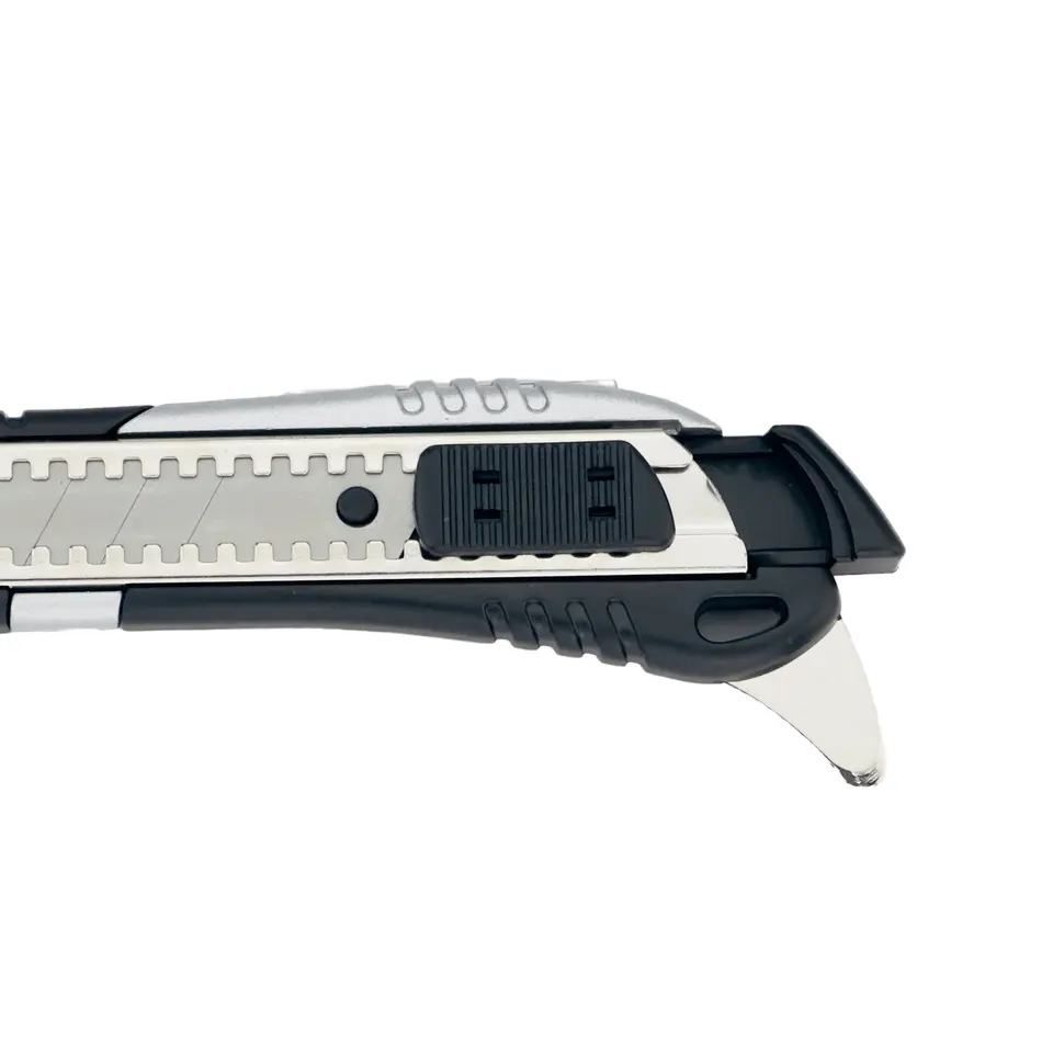 Couteau de coupe utilitaire en alliage de zinc robuste de haute qualité de 18mm avec double dent et ouvre-boîte