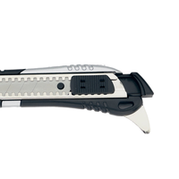 Couteau utilitaire de haute qualité en alliage de zinc robuste avec lame de 18 mm, double denture et ouvre-boîte