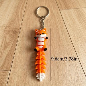 Niedlicher 3D Orange Fuchs Schlüsselanhänger Leichter PVC Cartoon-Tier-Anhänger mit Beweglichem Schwanz - Product Image 6