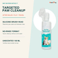 Espuma Limpiadora de Patas para Mascotas, Hipoalergénica, Sin Agua, Elimina Olores, con Cepillo de Silicona Incorporado, Sin Enjuague, Hidratante, para Perros y Gatos