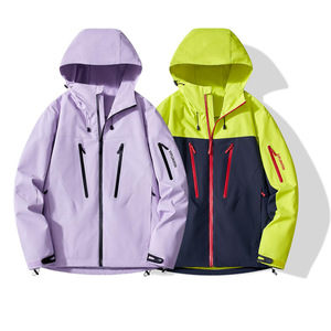 Aoyema personnalisé vente en gros léger imperméable pluie pratique et élégant extérieur à capuche hommes femmes fermeture à glissière veste de <span class=keywords><strong>randonnée</strong></span> - Product Image 1