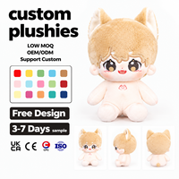 Poupée en coton personnalisée, poupée en peluche avec détails brodés, coton PP doux, fabrication OEM