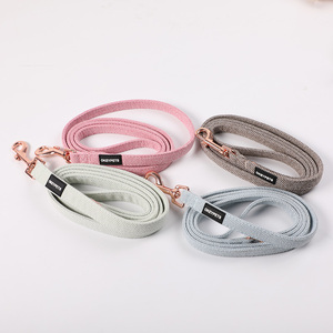 OKEYPETS-Conjunto de correa para perro con hebilla de metal para caminar al aire libre, con logotipo personalizado, clip de correa de Tweed - Product Image 1