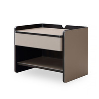 Table de chevet moderne en cuir beige avec tiroir et étagère pour chambre à coucher, salon, bureau à domicile, hôtel, appartement