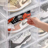 Boîte à chaussures transparente en plastique Boîte à chaussures blanche/noire empilable à la mode Boîte à chaussures transparente en plastique avec aimant