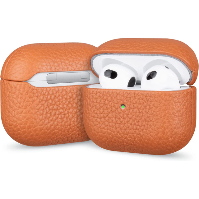 Wholesale Custom Genuine Leather Earphone Protective Cover Shockproof Wilress Headphone Case for AirPods 4/pro 3