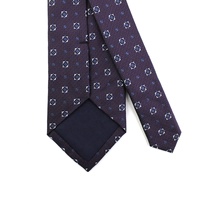 Cravate en Soie Tissée Personnalisée pour Homme, Motif Géométrique Floral Violet Foncé, Blanc et Bleu, Vente en Gros Chine