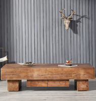 Ensemble table basse et meuble TV en bois de style nordique avec espace de rangement, station de préparation du thé Tatami pour petits espaces et entrées