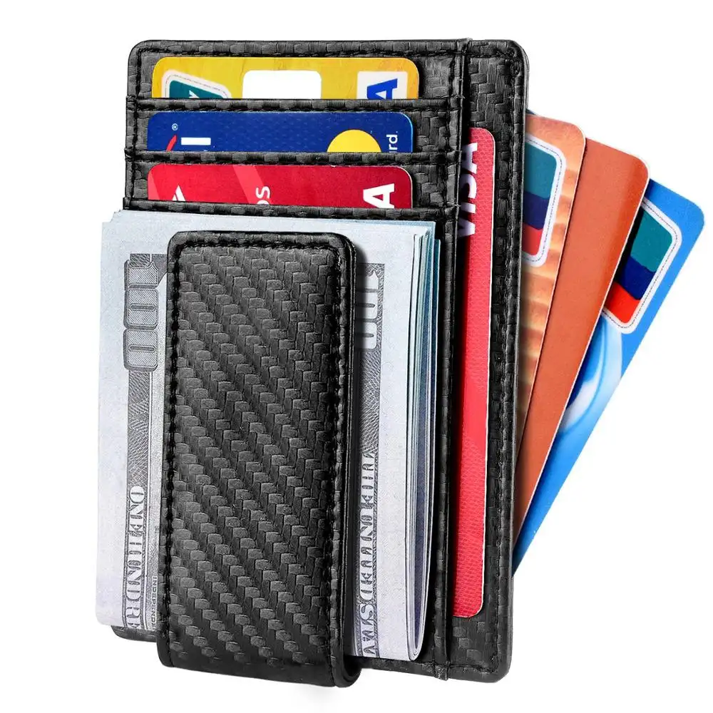 Herren Front tasche Brieftasche RFID Blocking Slim Minimalist Magnetic Leder Geld klammer Kreditkarten halter für Männer HB
