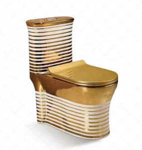 Inodoros de Lujo con Diseño Dorado, Inodoro de Una Pieza con Sifón en S, Doble Descarga, Inodoro sin Borde - Product Image 3