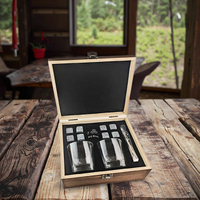 Livraison gratuite aux États-Unis : Ensemble de verres à whisky rétro vintage personnalisables avec boîte en bois, gravure laser et pierres à whisky