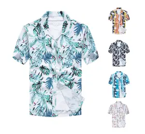 Young men's plaid short sleeve shirts Stretch casual Hawaiian non concierge beach shirt plus size thin