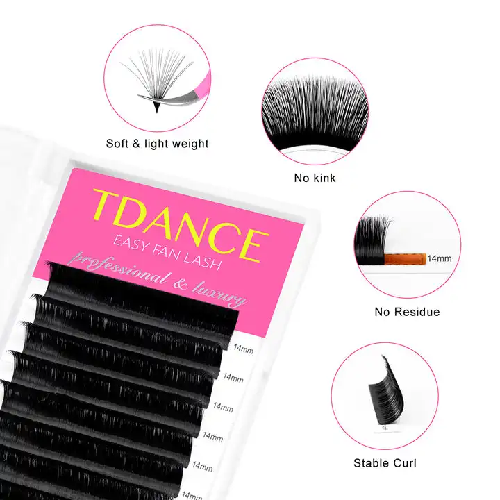 TDANCE all'ingrosso Easy Fan Rapid Blooming Extension ciglia Fast Fanning Lashes ciglia individuali Natural Long Natural Black