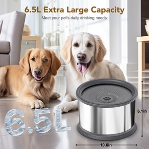 Stainless Steel Super Large 1.6 Gallon 6.5L <b>No</b> Splash <b>Dog</b> Slow <b>Water</b> Feeder Dispenser <b>No</b> <b>Spill</b> <b>Dog</b> <b>Water</b> <b>Bowl</b> With Anti-Slip Mat - Product Image 5