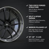 Nouvelles jantes forgées en deux parties de 18 à 26 pouces, base noire, lèvre polie, rivets, concave profond, sport, luxe, alliage, pour voitures de tourisme