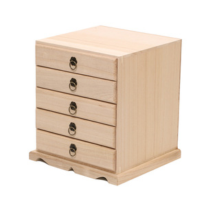 Caja de té de madera con cajones de varias capas para almacenamiento de té Pu'er, blanco y negro, forma rectangular, material de madera natural - Product Image 5