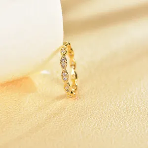 แหวนเซอร์โคเนียเซอร์โคเนียสีขาว14K 18K แหวนหมั้นสีเหลืองทองงานตามสั่ง3A