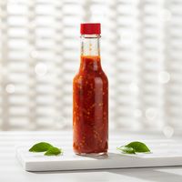 Botol Saus Pedas & Selai Kaca Bening Berkualitas Tinggi 3oz/150ml & 5oz dengan Tutup Sekrup Merah Berlapis Sablon untuk Kue Cokelat Gula