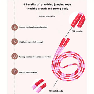 Corde à sauter unisexe pour fitness, perles TPE violettes et blanches, poignée ABS, réglage facile, idéale pour l'entraînement en salle de sport - Product Image 1