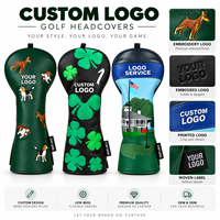 Ensemble de housses de golf personnalisées avec logo de Noël, en cuir PU imperméable, pour driver, fairway wood et hybride, cadeau de golf personnalisé