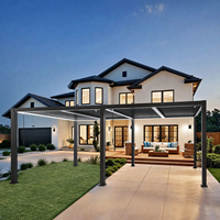 Pergola bioclimatique moderne en aluminium avec capteur de pluie intelligent, auvent motorisé de luxe pour villa extérieure