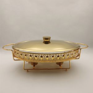 סט מחממי מזון מפוארים מנירוסטה, צלחות הגשה אובליות, סיר חם למסיבת חתונה - Product Image 3