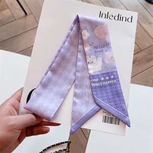 Novedad de Primavera: Pañuelo de Seda con Cinta Morada, Diadema y Accesorio para el Cabello - Estilo Coreano Chic y Moderno Estampado para Mujer - Product Image 6