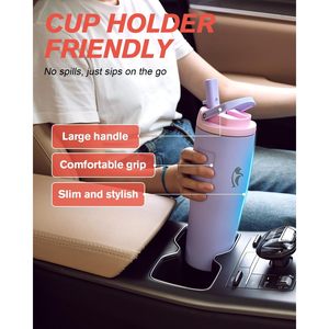 Coolflask 32 oz nero isolato bottiglia di acqua paglia 64 oz lavanda isolante bottiglia di acqua manico aspirapolvere tipo 25oz 22oz