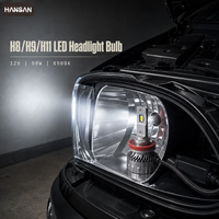 Ampoules de phares LED pour voiture HANSAN H8 H9 H11, 12V 50W 6500K 10000lm, quatre tubes en cuivre, remplacement, nouvelle compatibilité universelle
