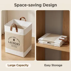 Sac à linge en coton, fourre-tout réutilisable pour vêtements sales, organisateur de rangement pour la maison, la chambre et la buanderie, pour un tri pratique - Product Image 4