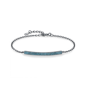 Bracelet chaîne minimaliste en argent S925 plaqué rhodium noir avec sertissage en turquoise pour femme, à porter au quotidien - Product Image 1