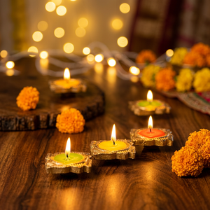 Lámparas de aceite de arcilla terracota con acabado metálico, hechas a mano, tradicionales, para el festival Diwali, decoración del hogar y venta al por mayor. - Product Image 3