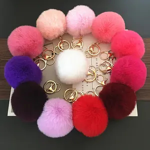 Ainveijer — porte-clés pompon en peluche de lapin, classique, plusieurs couleurs, accessoire pour femmes, doux et pelucheux