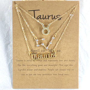 2025 <span class=keywords><strong>nuevo</strong></span> símbolo Retro letra 12 collar del zodiaco diamante chapado en oro Collar para mujer - Product Image 5