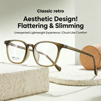 Montures de lunettes 7027 de haute qualité en matériau EMS, texture lisse et transparente, monture carrée intégrale, légères et durables