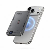 Batterie externe magnétique sans fil en métal 5000 mAh, charge sans fil 15W, entrée/sortie Type-C 20W, batterie de secours portable et fine
