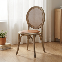 Nouvelle Arrivée Chaise de Salle à Manger en Rotin Naturel Lavé avec Dossier en Canne, Chaise de Salle à Manger en Rotin Français pour Événements de Mariage