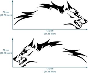 Micora - Juego de 2 pegatinas adhesivas con gráfico de lobo corriendo para carrocería de coche, calcomanía de lobo para puerta lateral de coche deportivo de carreras - Product Image 3