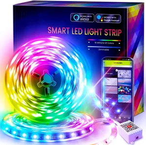 5m RGB LED Strip Lights Tuya Smart Phone WIFI Controller Kit 5050 RGB LED Strip Lamp Ribbon for Room Bedroom Alexa Magic Home