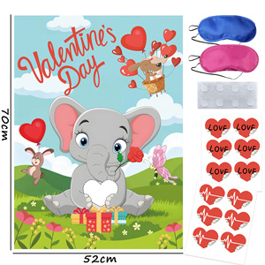 Valentine's Day Blindfold Game <b>Poster</b> Reusable Indoor Party Supplies Heart Shape Custom Size Venue Setup Props - Product Image 4
