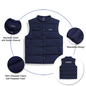 Gilet d'hiver pour hommes et femmes avec logo personnalisé Gilet d'extérieur matelassé Gilet unisexe à col mandarin - Product Image 2