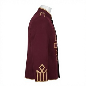 Veste d'hiver Hussar en laine 100% bordeaux pour homme, col montant, style uniforme, manches longues, boutonnée, coupe-vent, réversible, respirante - Product Image 4