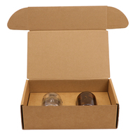 Boîtes auto-élevables en carton kraft recyclé sur mesure pour bouteilles en verre de 50 ml/100 ml, avec doublure en papier brun et logo personnalisé