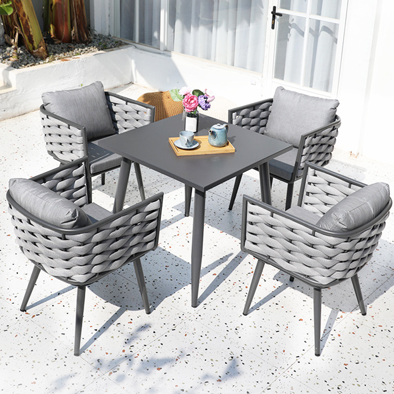 Noah four chairs 80cm all-aluminum square table-luxury edition
