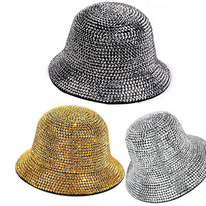 Chapeau Bob en Strass Taille Unique Fait Main Monochrome Chapeau de Pêcheur Gris Or Noir Argent - Product Image 1
