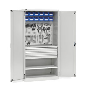 PERFOM140 Mobile portautensili con cassettiere a battente mensole contenitori ganci W1023 X D555 X H2000 mm per la conservazione degli utensili - Product Image 1