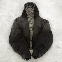 Haute qualité personnalisé unisexe hommes lourd polaire Camo réversible vêtements de plein air lavé à l'acide Hoodies vestes pour hommes