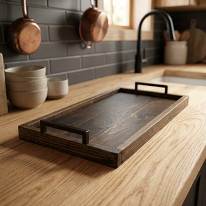 Bandeja de Servir Decorativa de Madera Hecha a Mano, Acabado Pulido Ecológico de Lujo, Diseño Sólido Elegante, Tamaño y Forma Personalizados, Apta para Lavavajillas - Product Image 1
